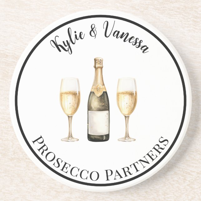 Prosecco Partner trinken Getränkeuntersetzer (Vorne)