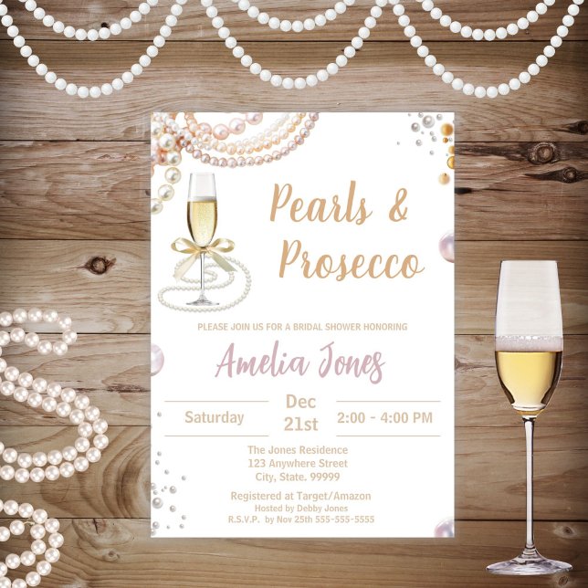 Prosecco und Pearls Bridal Dusche Einladung (Von Creator hochgeladen)