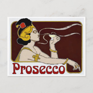 Prosecco, weibliche Sipping Postkarte