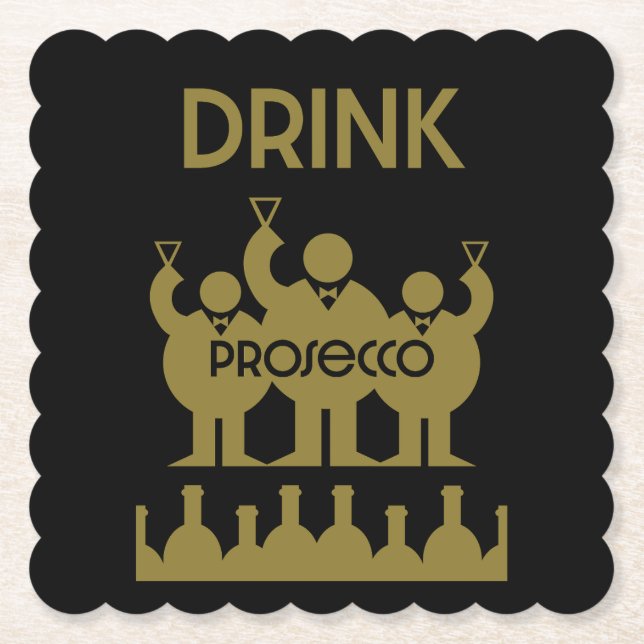 Prosecco Weintrinker Untersetzer (Vorderseite)