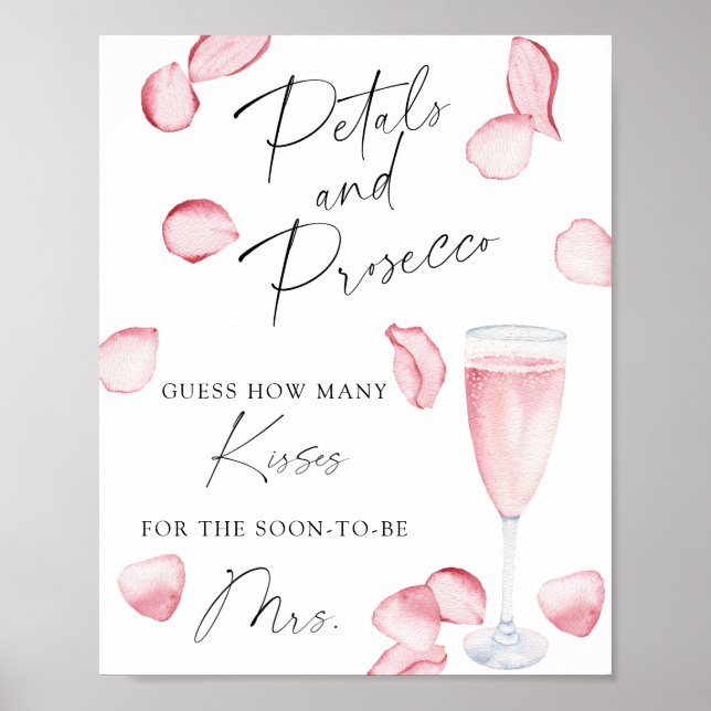 Prosecco - Wie viele Küsse Brautparty Poster (Vorne)