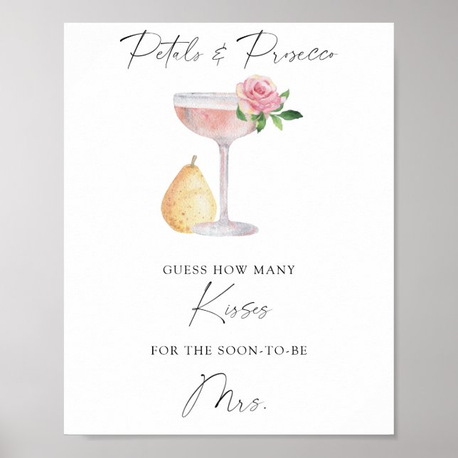 Prosecco - Wie viele Küsse Brautparty Poster (Vorne)