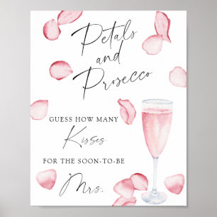 Prosecco - wie viele Küsse Brautparty-Spiel Poster