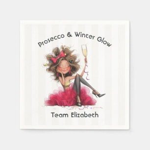 Prosecco & Winter Glow Weihnachts-Junggesellinnena Serviette