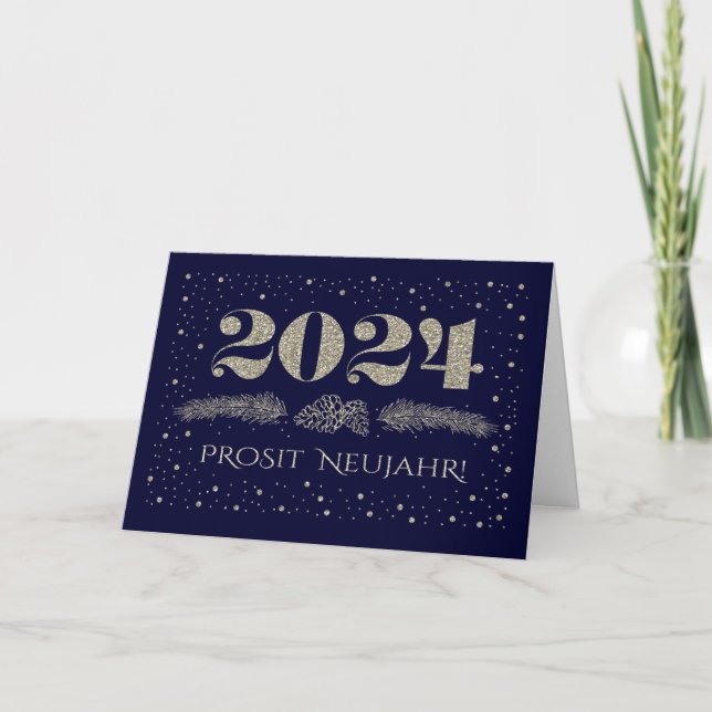 Prosit Neujahr 2024. Carte Nouvel An en allemand (Devant)