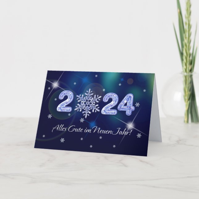 Prosit neujahr 2024. Carte Nouvel An en allemand (Devant)