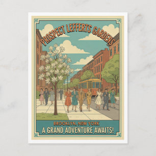 Prospect Lefferts Gardens Brooklyn NYC Retro 1950e Postkarte
