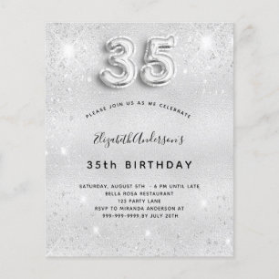 Prospectus 11,4 Cm X 14,2 Cm 35e anniversaire argent parties scintillant budget