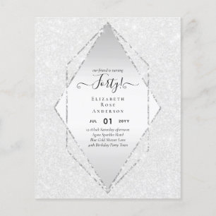 Prospectus 11,4 Cm X 14,2 Cm 40e anniversaire Invitations Glamor Girly FUN mode