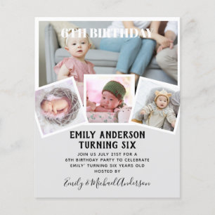 Prospectus 11,4 Cm X 14,2 Cm 6E Anniversaire Photo Collage Invitation Garçon Fi
