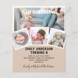 Prospectus 11,4 Cm X 14,2 Cm 8E Anniversaire Photo Collage Invitation Garçon fi