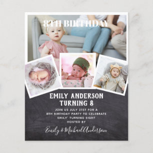 Prospectus 11,4 Cm X 14,2 Cm 8E Anniversaire Photo Collage Invitation Garçon fi