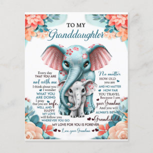 Prospectus 11,4 Cm X 14,2 Cm À ma petite-fille Elephant Idée cadeau d'anniversa