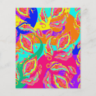 Prospectus 11,4 Cm X 14,2 Cm abstrait,couleur,motif, indien,mandala,rose,