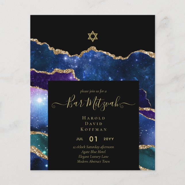 Prospectus 11,4 Cm X 14,2 Cm AGATE Gold BAR MITZVAH (Devant)