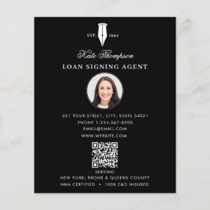 Prospectus 11,4 Cm X 14,2 Cm Agent de signature notarié  Photo de code QR noir 