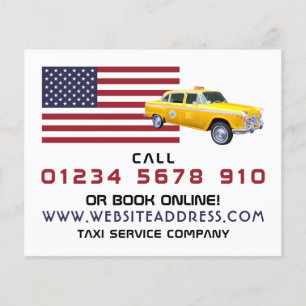 Prospectus 11,4 Cm X 14,2 Cm American Flag Taxi Cab with Price List