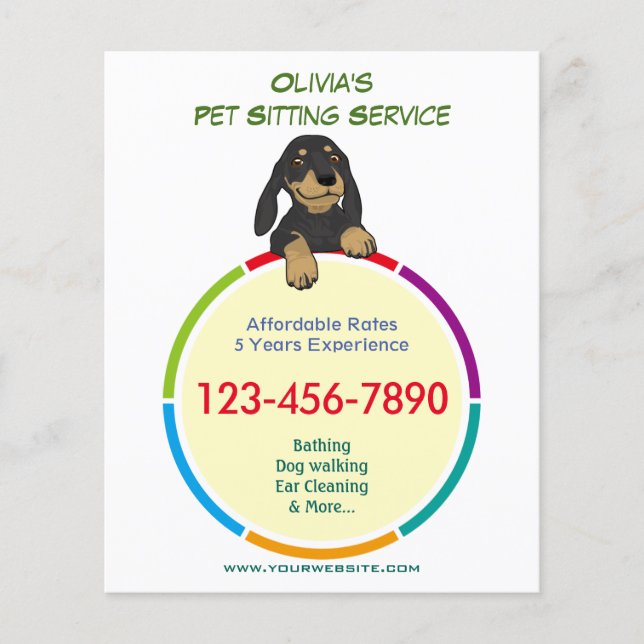 Prospectus 11,4 Cm X 14,2 Cm Anneau de couleur Sitter Pet Sitter promotionnel C (Devant)