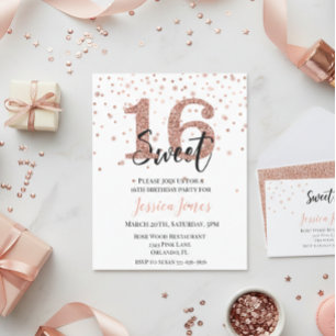 Prospectus 11,4 Cm X 14,2 Cm Anniversaire 16 ans Fête d'anniversaire Rose Gold 