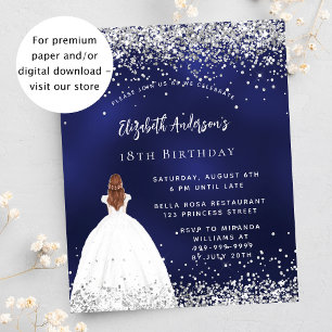 Prospectus 11,4 Cm X 14,2 Cm Anniversaire bleu marine parties scintillant robe 