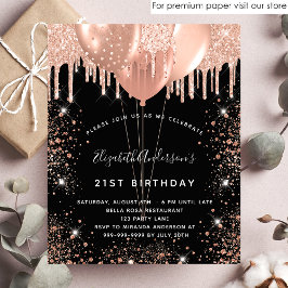 Prospectus 11,4 Cm X 14,2 Cm Anniversaire noir rose or ballon budget budget