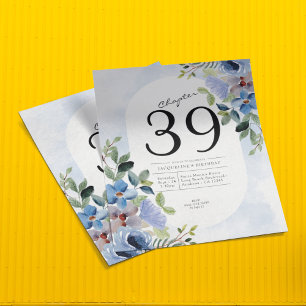 Prospectus 11,4 Cm X 14,2 Cm Anniversaire Pastel Blue Floral Invitation