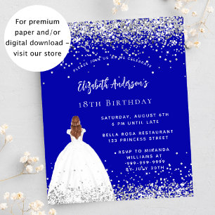 Prospectus 11,4 Cm X 14,2 Cm Anniversaire robe royale bleu budget invitation
