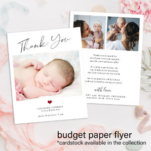 Prospectus 11,4 Cm X 14,2 Cm Annonce de naissance photo bébé merci budget