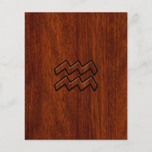 Prospectus 11,4 Cm X 14,2 Cm Aquarius Zodiac Sign Mahogany Style