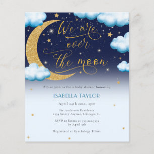 Prospectus 11,4 Cm X 14,2 Cm Au-dessus du Baby shower des Garçons Bleus Lune