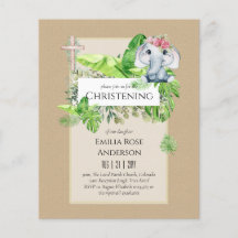 Baby Elephant CHRISTENING Invitation pour les fill