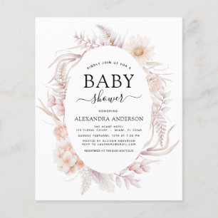 Prospectus 11,4 Cm X 14,2 Cm Baby Shower Bohème Chic Rose Poussiéreux Désert Bu