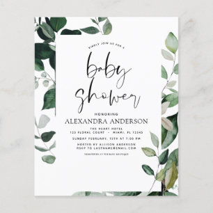 Prospectus 11,4 Cm X 14,2 Cm Baby shower Budget Vert Botanique