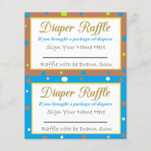 Prospectus 11,4 Cm X 14,2 Cm Baby shower de la couche Raffle Jeu bleu, Brown ve