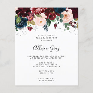 Prospectus 11,4 Cm X 14,2 Cm Baby shower Floral d'hiver Flyer budgétaire