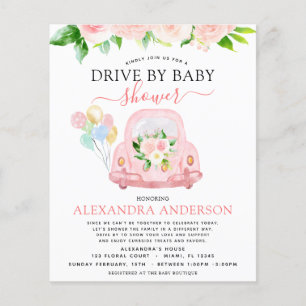 Prospectus 11,4 Cm X 14,2 Cm Baby Shower Floral Rose Pâle Budget Drive By