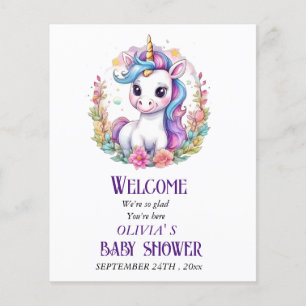 Prospectus 11,4 Cm X 14,2 Cm Baby shower Unicorn