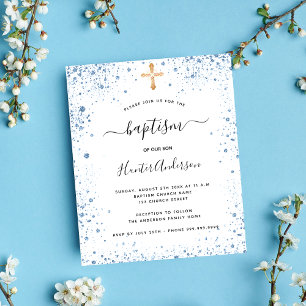 Prospectus 11,4 Cm X 14,2 Cm Baptism boy blue white budget invitation