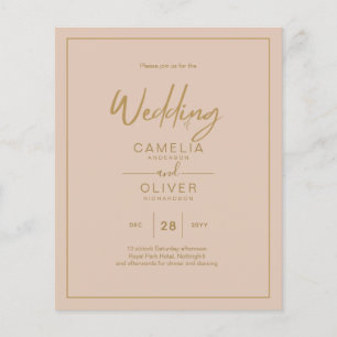 Prospectus 11,4 Cm X 14,2 Cm BAS BUDGET Or Texte Script élégant moderne