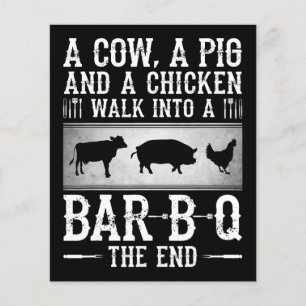 Prospectus 11,4 Cm X 14,2 Cm BBQ Une Vache Un Cochon Et Un Poulet Marcher Dan