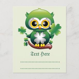 Prospectus 11,4 Cm X 14,2 Cm Bébé Hibou Mignon St Patrick Dessin Animé