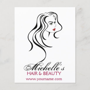 Prospectus 11,4 Cm X 14,2 Cm Belle fille avec l'icône de cheveux onduleux et de