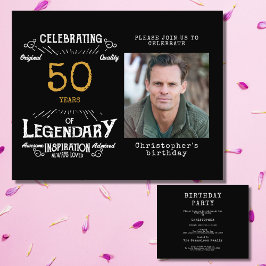Prospectus 11,4 Cm X 14,2 Cm Black Gold Budget 50e anniversaire Invitation