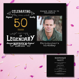 Prospectus 11,4 Cm X 14,2 Cm Black Gold Budget 50e anniversaire Invitation