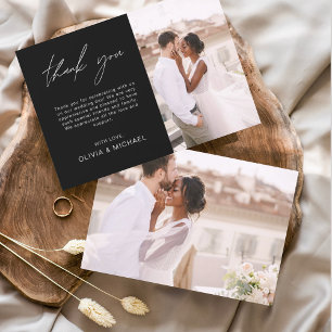 Prospectus 11,4 Cm X 14,2 Cm Black Mariage Minimaliste Merci Cartes