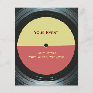 Prospectus 11,4 Cm X 14,2 Cm Black Vinyl Music Record Étiquette Event Flyer