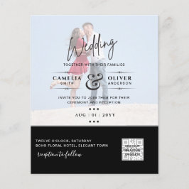 Prospectus 11,4 Cm X 14,2 Cm Black White PHOTO Wedding Inviter QR CODE Enregist