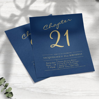 Prospectus 11,4 Cm X 14,2 Cm Blue Gold Budget 21e Invitation anniversaire