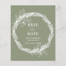 Boho Sage minimaliste Mariage vert Enregistrer la
