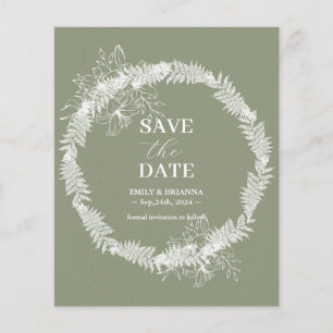Prospectus 11,4 Cm X 14,2 Cm Boho Sage minimaliste Mariage vert Enregistrer la 